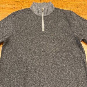 Faherty Gray 1/4 Zip Mock Neck Casual Golf‎ Pullover Sweater Sweatshirt Men's L